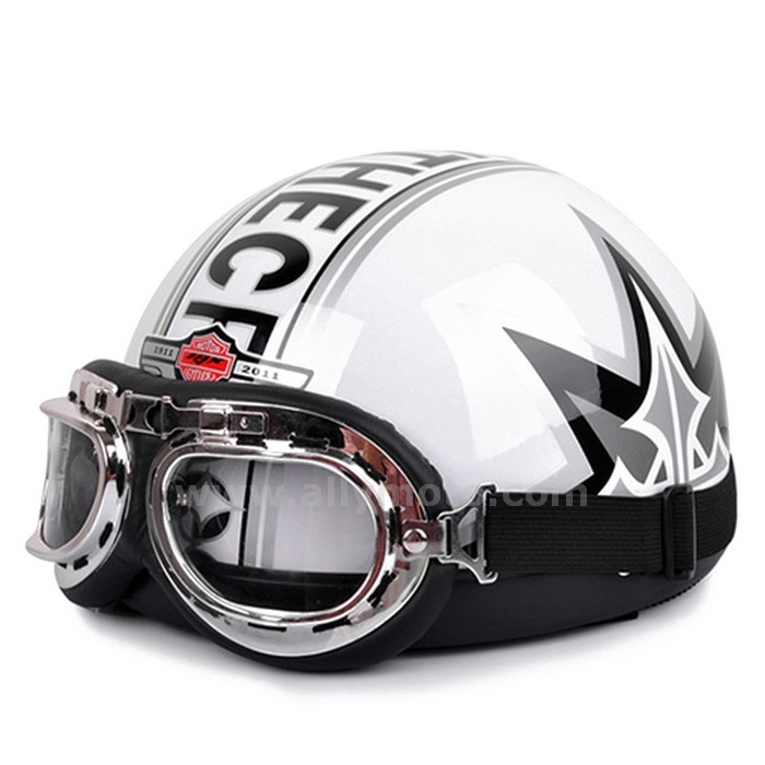 129 Vintage Style Scooter Helmet Open Half Face Capacete Visor Goggles@4